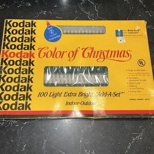 Vintage Kodak Color of Christmas 100 Clear Lights Extra Bright Add A Set